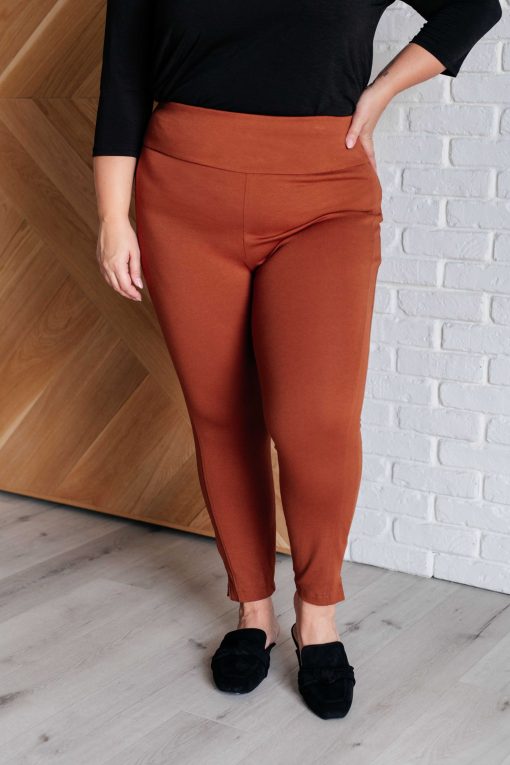 Dear Scarlett Magic Ankle Crop Skinny Pants in Rust - Image 2