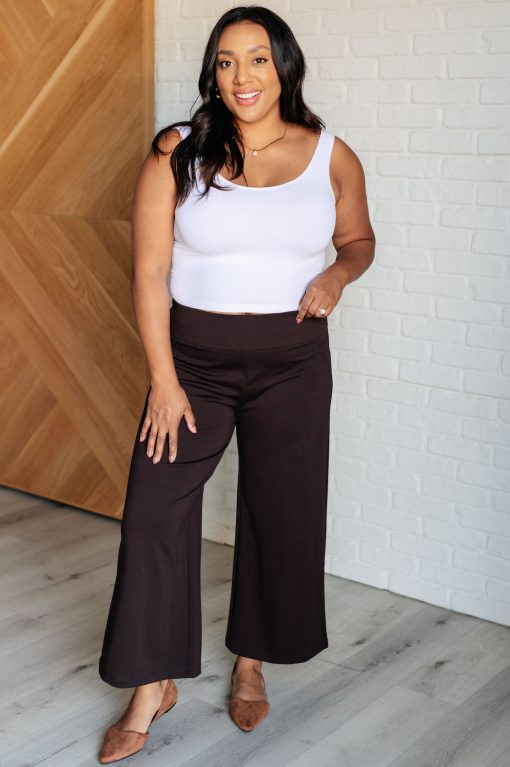 Magic Wide Leg Crop Pants in Chocolate by Dear Scarlett - Image 3