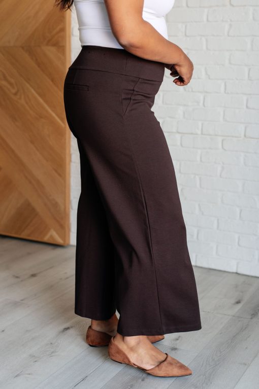 Magic Wide Leg Crop Pants in Chocolate by Dear Scarlett - Image 6