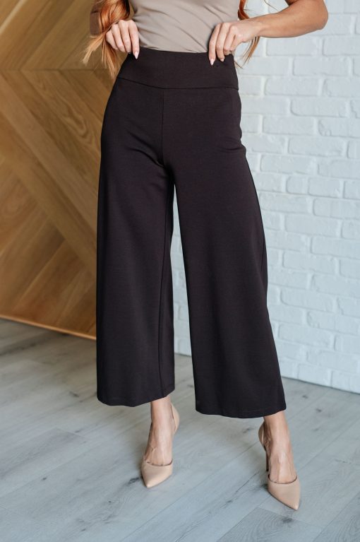 Magic Wide Leg Crop Pants in Chocolate by Dear Scarlett - Image 2