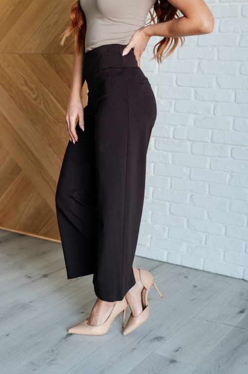 Magic Wide Leg Crop Pants in Chocolate by Dear Scarlett - Image 7