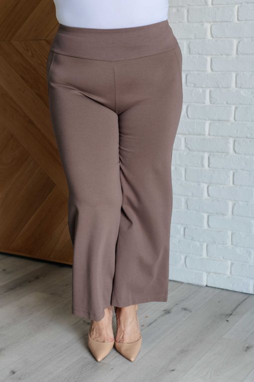 Dear Scarlett Magic Wide Leg Crop Pants in Dark Mocha - Image 3