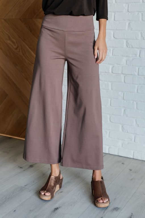 Dear Scarlett Magic Wide Leg Crop Pants in Dark Mocha - Image 2