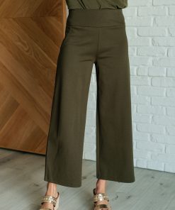 Dear Scarlett Magic Wide Leg Crop Pants in Olive