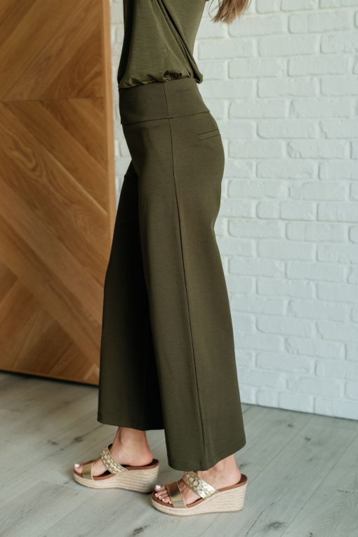 Dear Scarlett Magic Wide Leg Crop Pants in Olive - Image 6