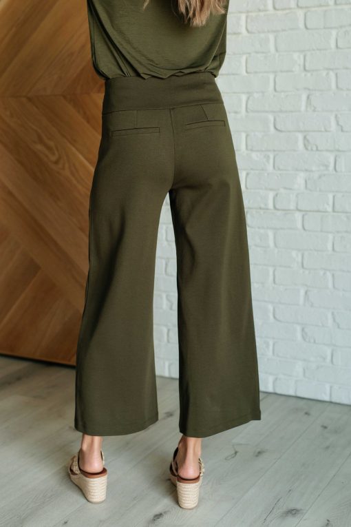 Dear Scarlett Magic Wide Leg Crop Pants in Olive - Image 8