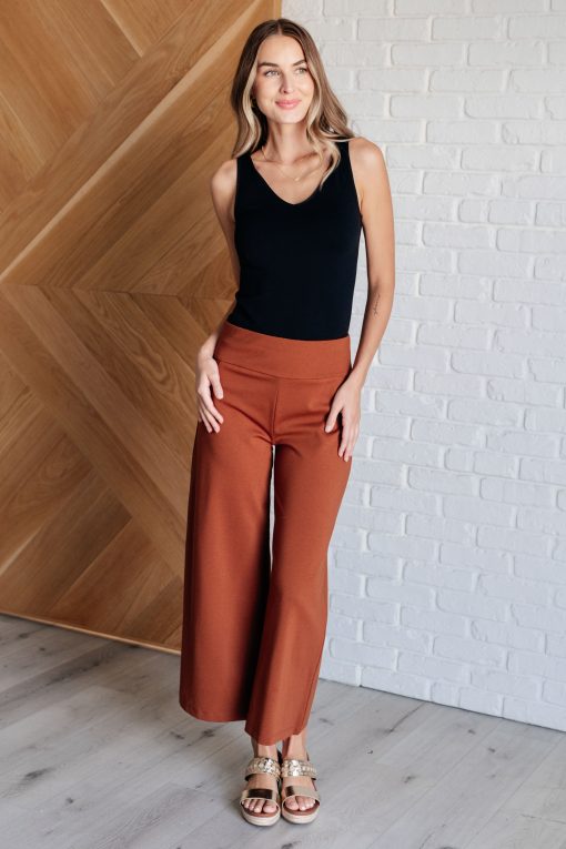 Dear Scarlett Magic Wide Leg Crop Pants in Rust - Image 2