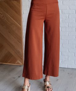 Dear Scarlett Magic Wide Leg Crop Pants in Rust