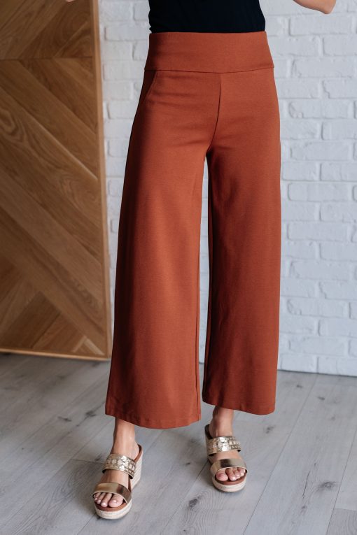 Dear Scarlett Magic Wide Leg Crop Pants in Rust