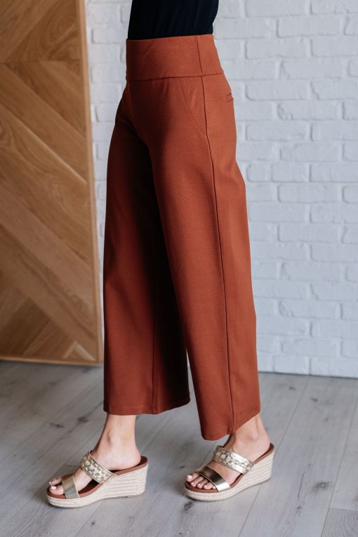 Dear Scarlett Magic Wide Leg Crop Pants in Rust - Image 5