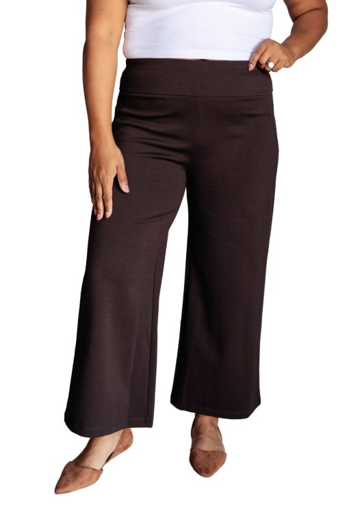 Magic Wide Leg Crop Pants in Chocolate by Dear Scarlett