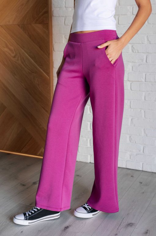 Dear Scarlett Resort Travel Wide Leg Crop Pant in Magenta - Image 8